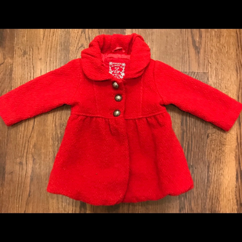 Pumpkin Patch Baby Girl’s Red Peacoat (12-18 Mos.)